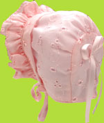 Betty Ann Pink Eyelet Bonnet w/Ties