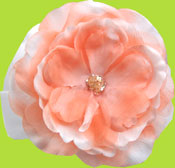 Buds and Bows White Knit Infant Cap w/Coral Cabbage Rose 
