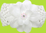 Buds and Bows Rose White Crochet Headband 