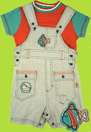 C'est la vie Shortall Set w/Fish and Boat Appliqu&eacute;