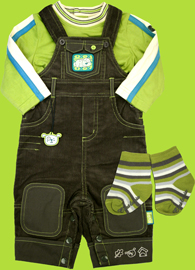 C'est La Vie Puppies Overall Set w/ Matching Socks 