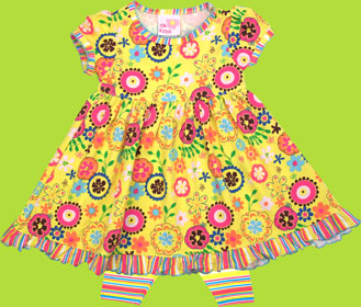 CR Kids Yellow Flowers Short Sleeve Babydoll Dress