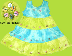 CR Kids Turquoise/Lime Tiered Dress with Sequins
