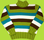 CRKids Green, Brown, White, and Turquoise Stripe Turtleneck Sweater