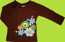 Cotton Resources Chocolate Brown Long Sleeve Tee with Flowers