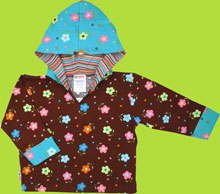 Cotton Resources Flower Long Sleeve Top with Hood