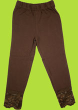 Brown Lace Trimmed Leggings