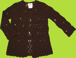CR Kids Chocolate Lacy Crochet Cardigan