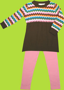 CR KIDS Chocolate Knit Zigzag Striped Tunic
