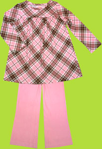 CR KIDS Children's Pink and Chocolate Plaid Tunic