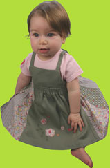 catimini olive jumper dress with rose applique