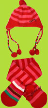 Catimini Spirit City Red/Pink Knit Hat and Scarf Set