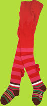 Catimini Spirit City Red/Pink Stripe Tights with Pom Poms