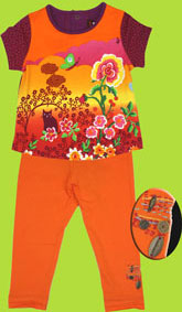 Catimini Spirit Ethnique Orange Leggings w/Charms and Aubergine T-shirt