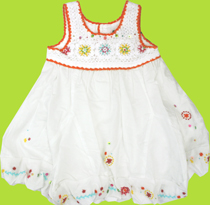 Spirit Ethnique White Bubble Dress w/Crochet Top 