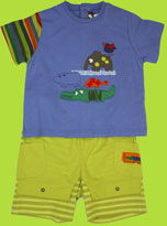 Catimini Spirit Couleur Short Set with Animal Appliques 