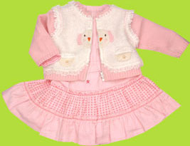 Catimini Premiers Jours Cardigan, Dress, and Tights
