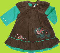 Catimini Spirit City Chocolate Dress with Teal Petticoat