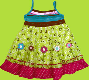Chit-Chat Multicol. Cotton Dress w/Floral Appliques 
