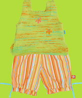 Clayeux Knit Vest and Stripe Capri Pants