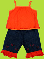 Clayeux Soleiado Orange Top and Denim Shorts