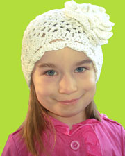 Ava White Crocheted Hat w/Large Flower 