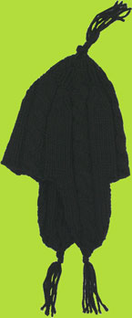 Black Cable Knit Hat with Tassels for Baby