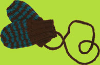 Brown and Teal Striped Hand Knit Baby Mittens 
