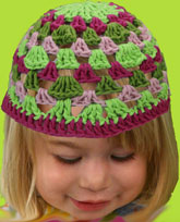 Pink and Green Hand Crocheted Hat 