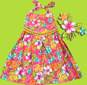 Cotton Kids Island Flowers Halter Dress 