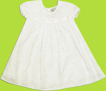 Cotton Kids White Embroidered Empire Dress with Diaper Cover