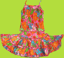 Cotton Kids Island Cruise smocked top and skirt set