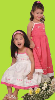 White Shower of Roses Kids Sundress with embroideries
