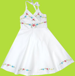 Dana and Annika White Tropical Feast Halter Top Sundress