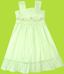 Dana & Annika Mint Sweet Sis Tie Back Cotton Dress w/embroideries
