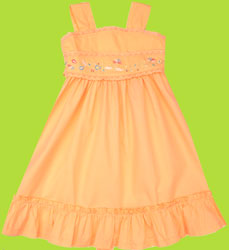 Dana & Annika Papaya Sweet Sis Tie Back Cotton Dress w/Eyelet and Embroideries