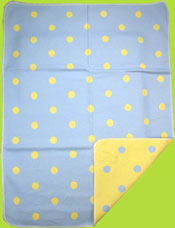 David Fussenegger Blue/Yellow Polka Dots Reversible Cotton Flannel Blanket