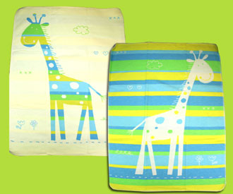 Blue-Green Striped Giraffe Reversible Blanket 