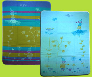 Light Blue Flower Garden Reversible Blanket 