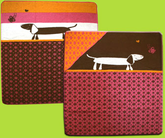 Hot Pink/Chocolate Weiner Dog Hooded Blanket 