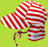 Flap Happy Red/White Stripe Children's Sun Hat with Ties