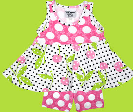 Flap Happy Cherry Pop - Blooming Dots Contrast Swing Top Shown With Blooming Dots Bike Short