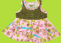 Flap Happy Retro Tropical Contrast Swing Top 