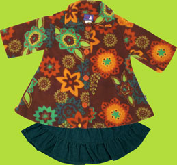 Flap Happy Henna Floral Nordic Fleece Swing Coat