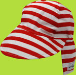 Flap Happy Red/White Stripe Cotton Flap Hat