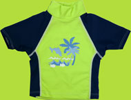 Rash Guard in Navy/Lime with Dolphin and Palm Tree Screen