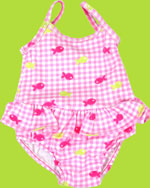 Flap Happy Gingham Fishies Suit w/Ruffle and Diaper 