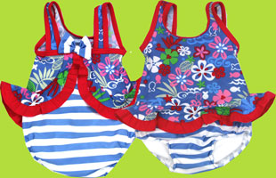 Blue Lagoon Ruffle Tank with Swim Diaper in Poly Spandex