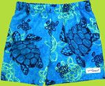 Tahitian Turtles Swim Trunks with Swim Diaper Liner in Poly Microfiber