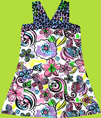 Flap Happy Graffiti Floral Contrast V front Children's Dress